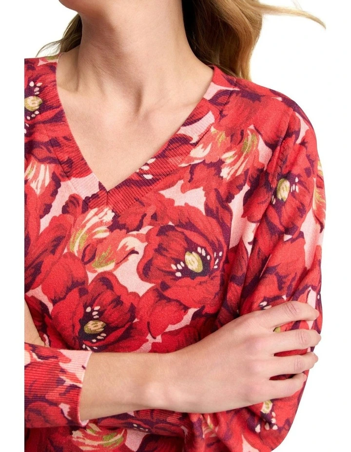 Blouson Sleeve Jumper in Rouge Magnolia image 3