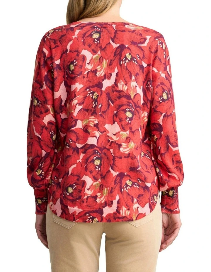 Blouson Sleeve Jumper in Rouge Magnolia image 4