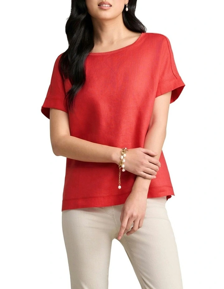Linen Mix Top in Poppy image 1