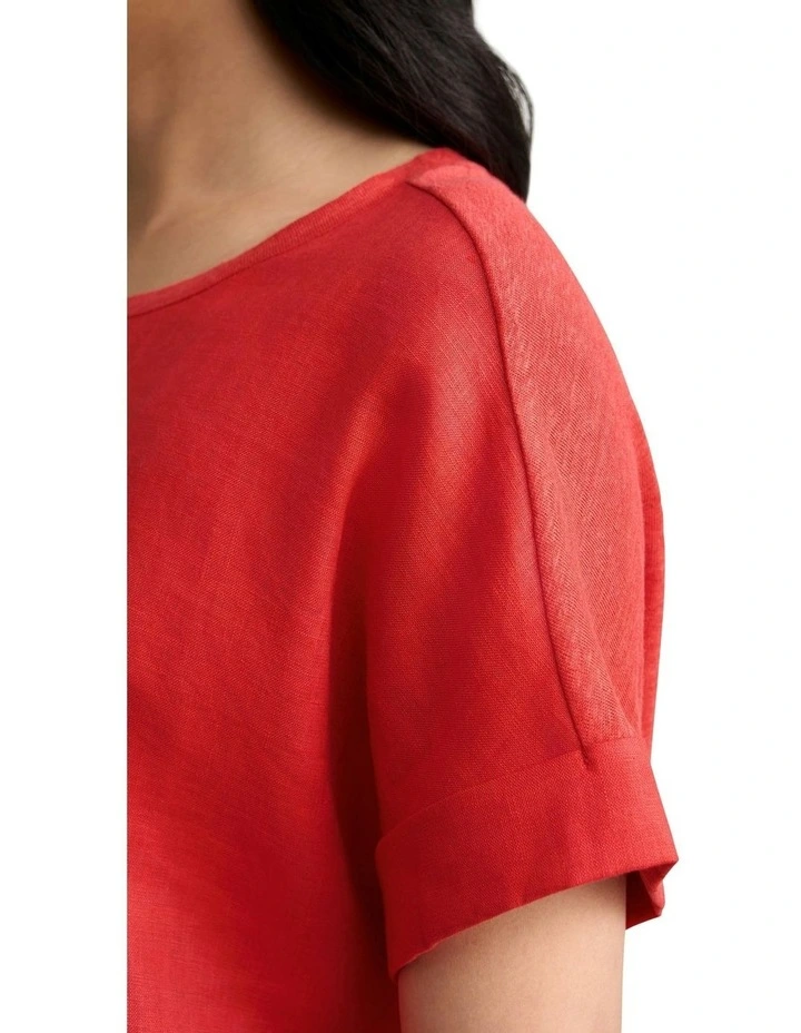 Linen Mix Top in Poppy image 2