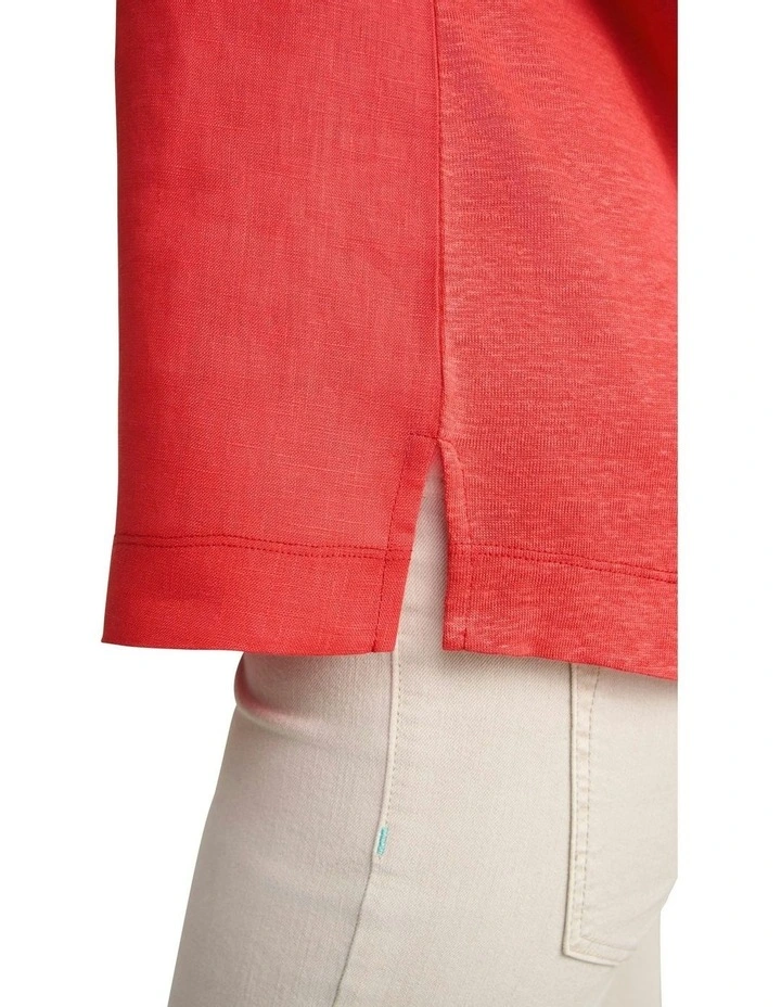 Linen Mix Top in Poppy image 3