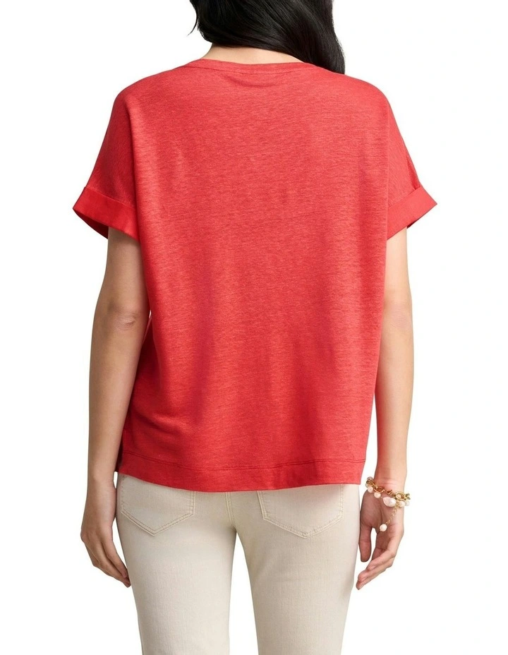 Linen Mix Top in Poppy image 4