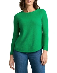 Cotton Mix Stitch Jumper in Emerald
