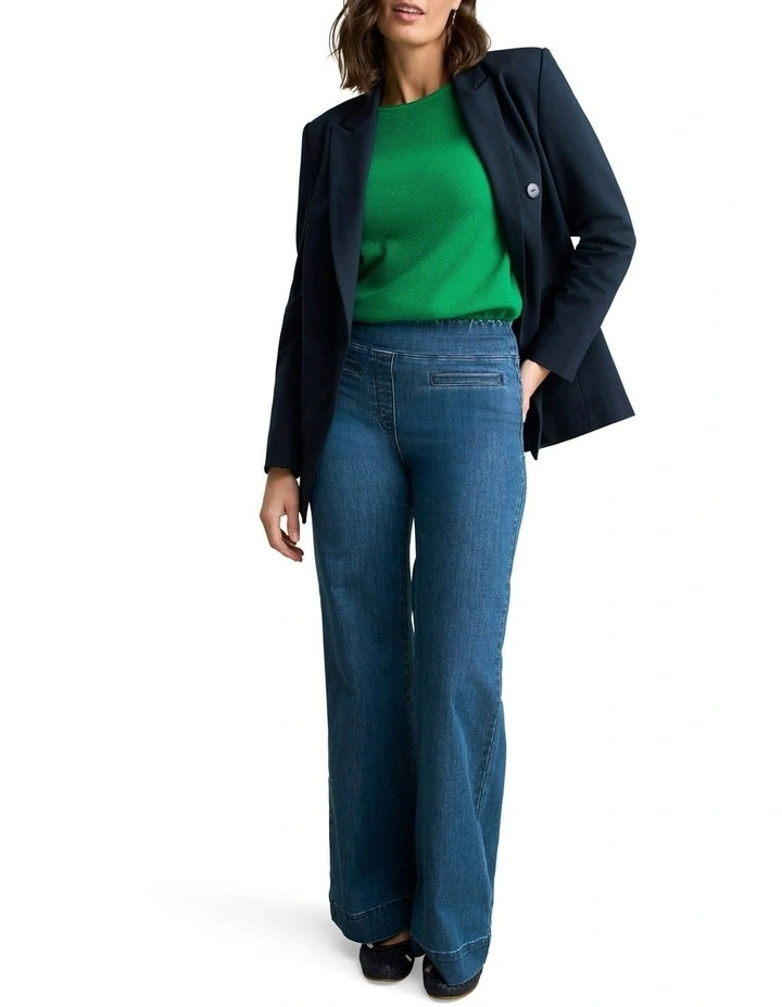 Cotton Mix Stitch Jumper in Emerald image 2