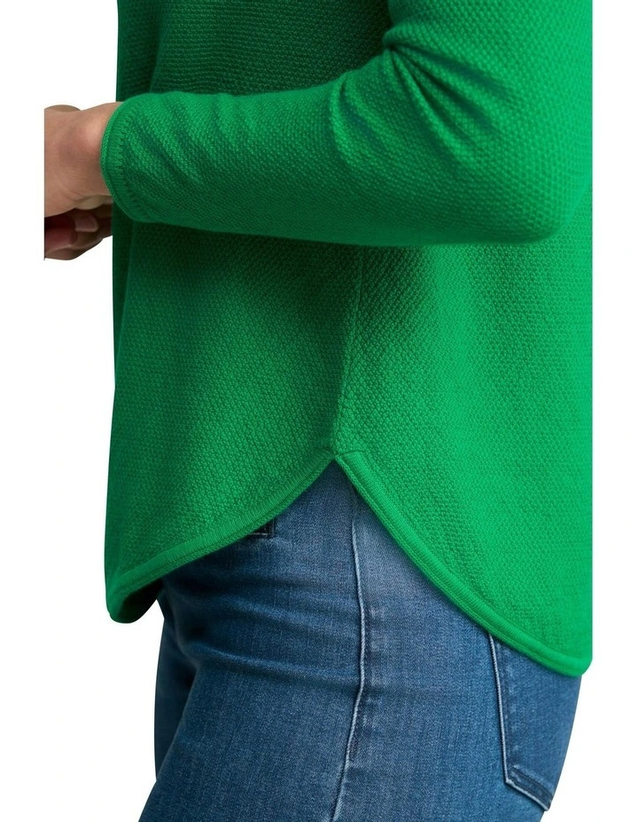 Cotton Mix Stitch Jumper in Emerald image 3