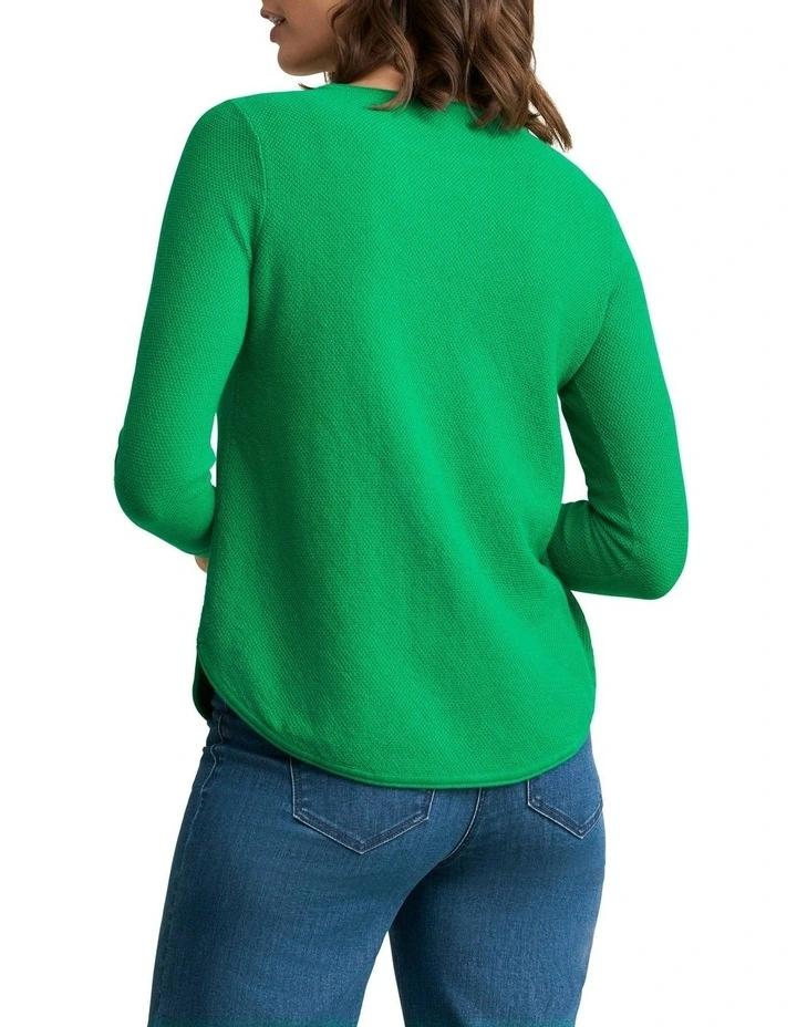 Cotton Mix Stitch Jumper in Emerald image 4