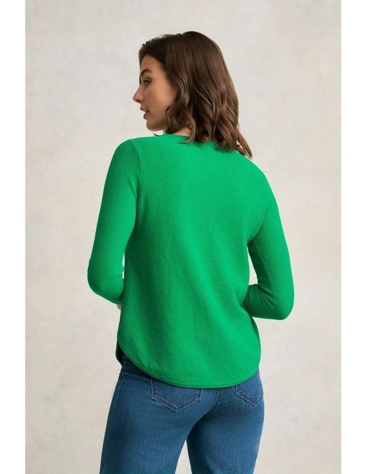 Cotton Mix Stitch Jumper in Emerald image 5