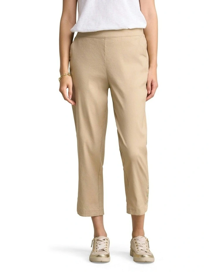 Curved Hem Linen Pant in Flax image 1