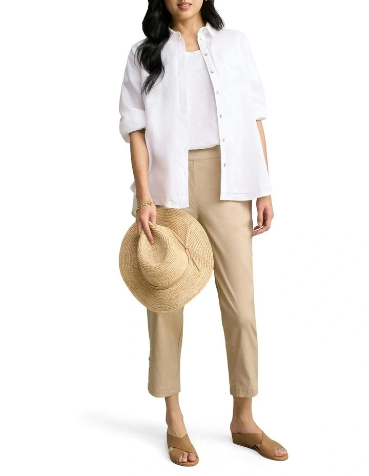 Curved Hem Linen Pant in Flax image 2