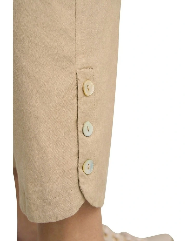 Curved Hem Linen Pant in Flax image 3