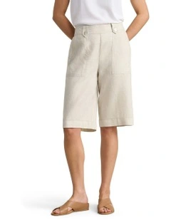 Waist Tab Linen Short in Natural Cross Dye