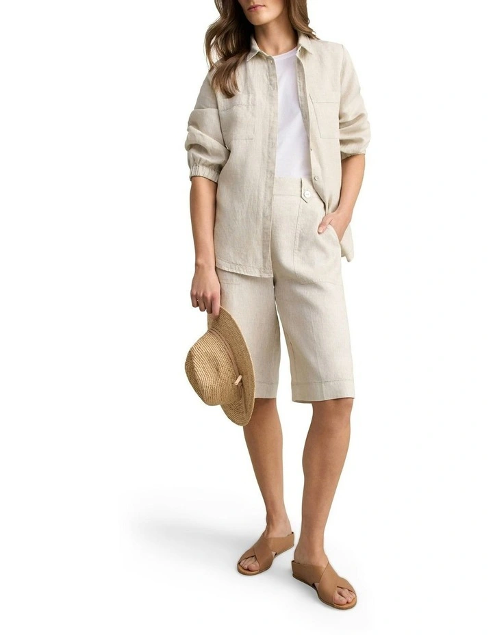 Waist Tab Linen Short in Natural Cross Dye image 2