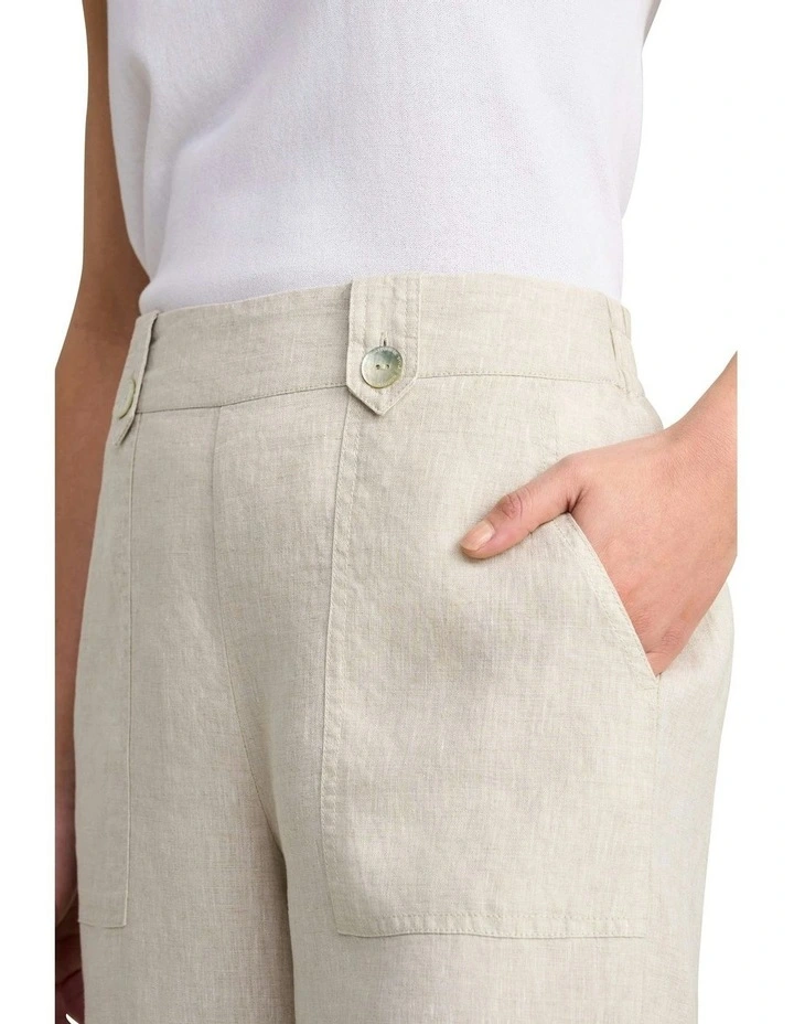 Waist Tab Linen Short in Natural Cross Dye image 3
