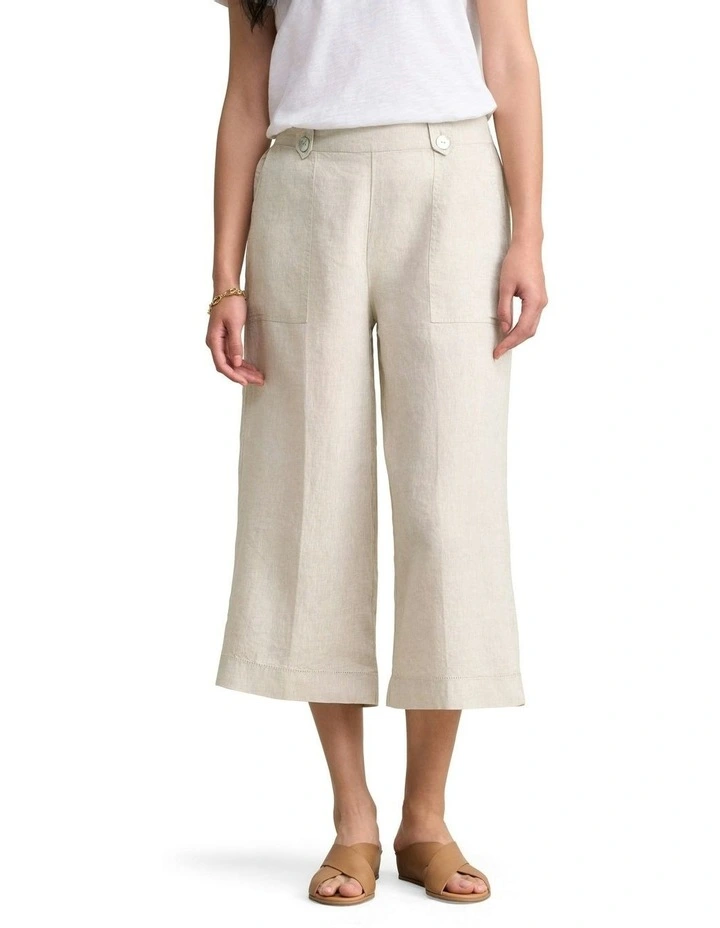 Linen Culotte Pant in Natural Cross Dye image 1