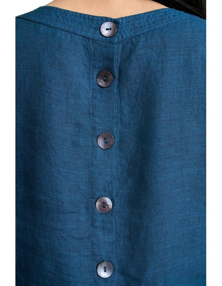 Linen Dress in Navy Delave image 3
