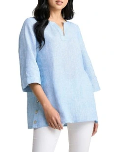 Linen Tunic in Chambray Cross Dye