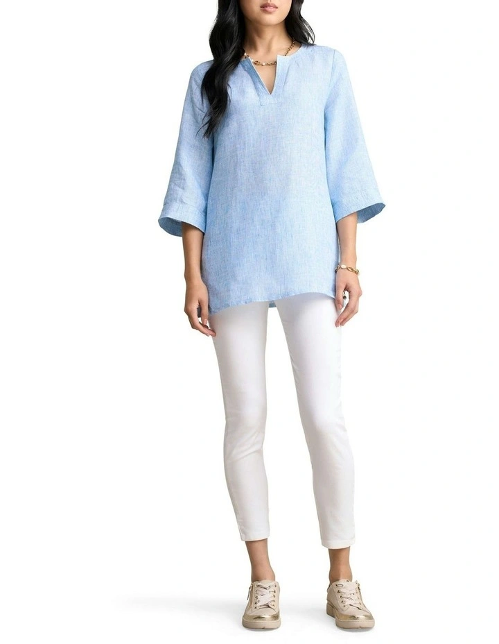 Linen Tunic in Chambray Cross Dye image 2