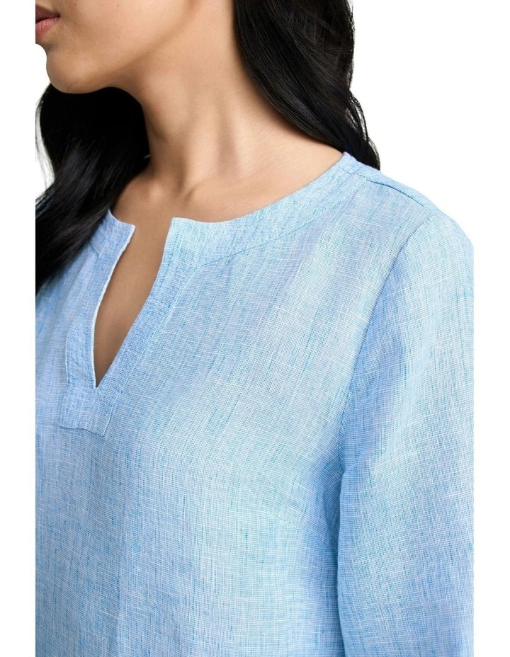 Linen Tunic in Chambray Cross Dye image 3