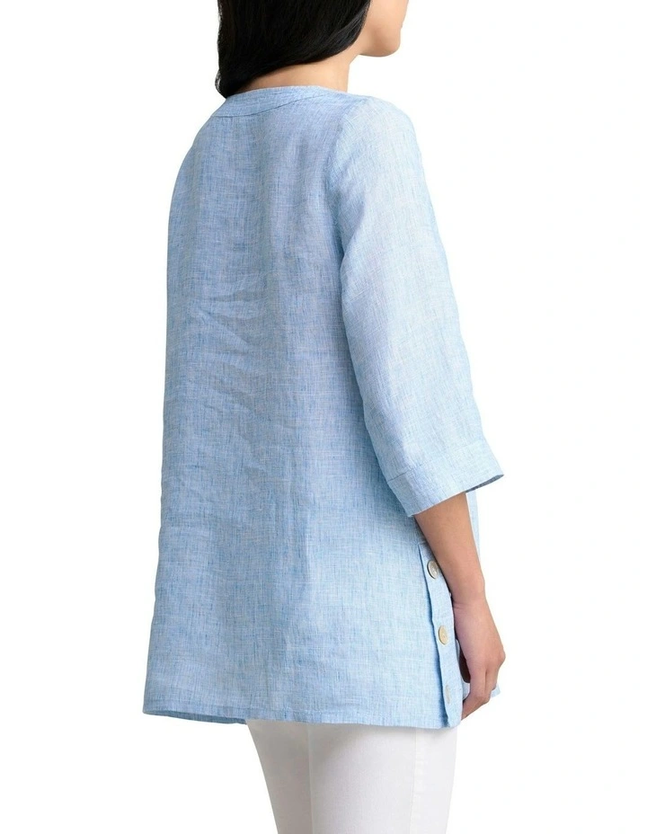 Linen Tunic in Chambray Cross Dye image 4