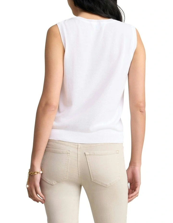 Essential Knit Tank in White image 4