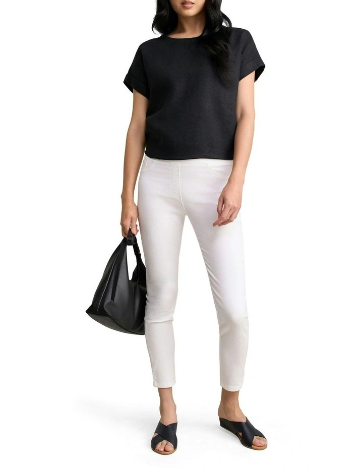 Linen Button Back Top in Black image 2