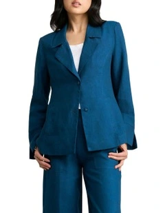 French Linen Jacket in Navy Delave