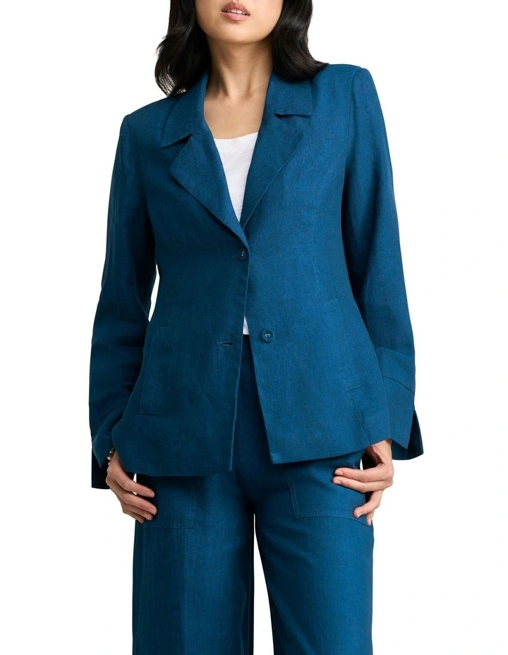 French Linen Jacket in Navy Delave image 1