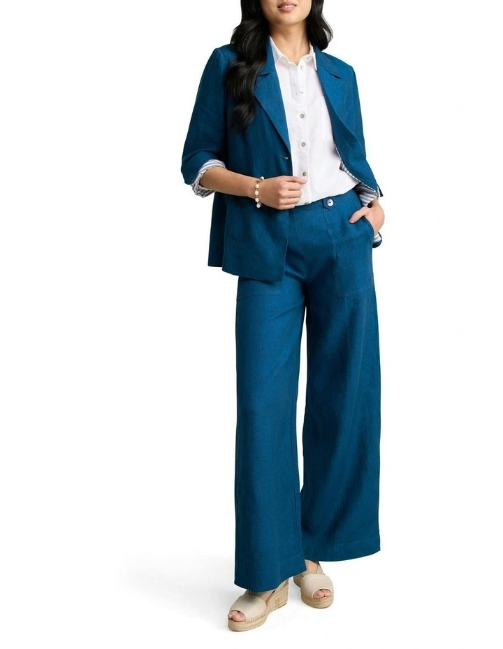 French Linen Jacket in Navy Delave image 2