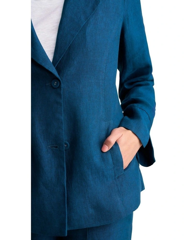 French Linen Jacket in Navy Delave image 3
