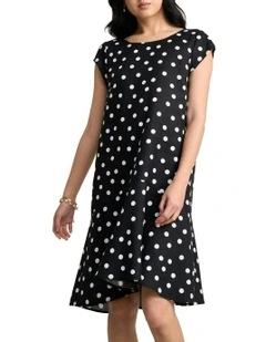 French Linen Sun Dressi n Black Polka Dot