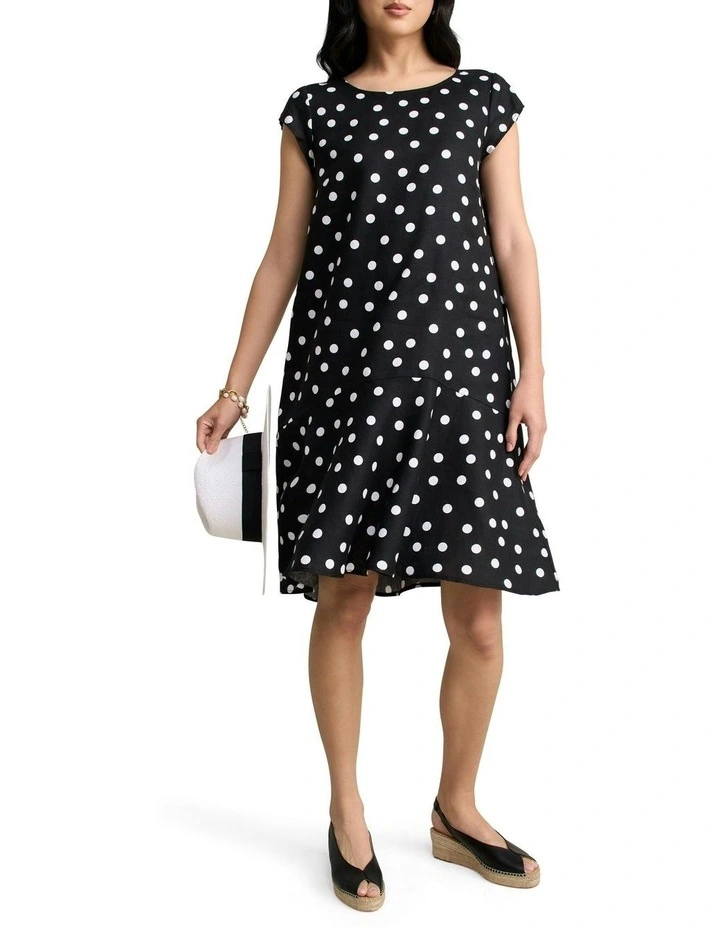 French Linen Sun Dressi n Black Polka Dot image 2