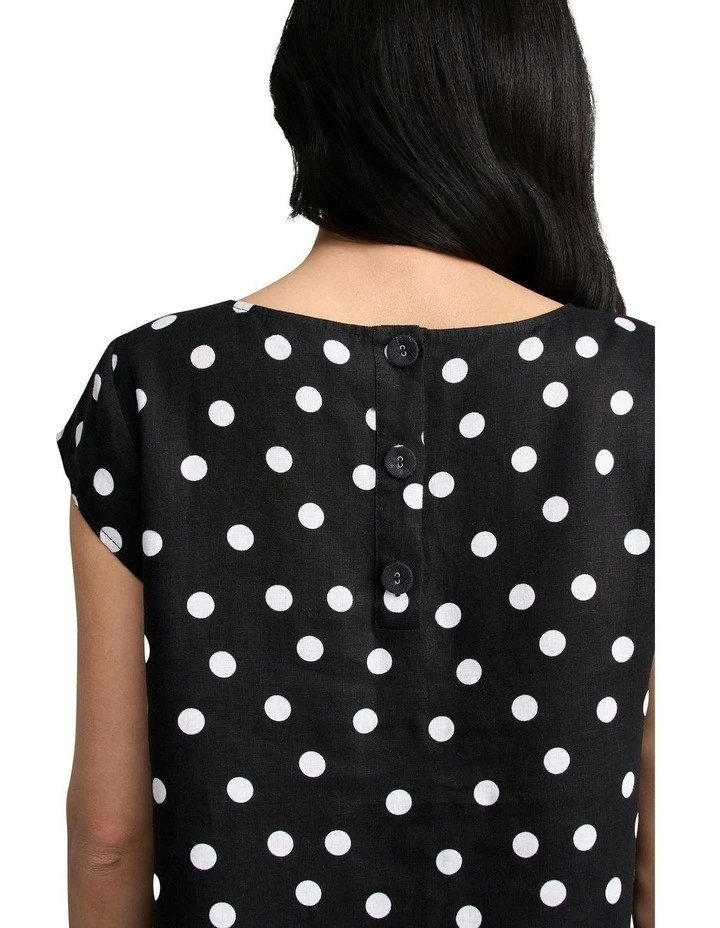 French Linen Sun Dressi n Black Polka Dot image 3