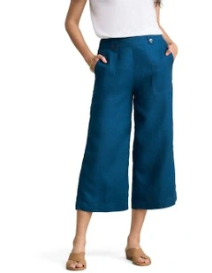 Linen Culotte Pant in Navy Delave