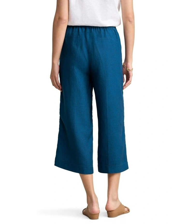 Linen Culotte Pant in Navy Delave image 4
