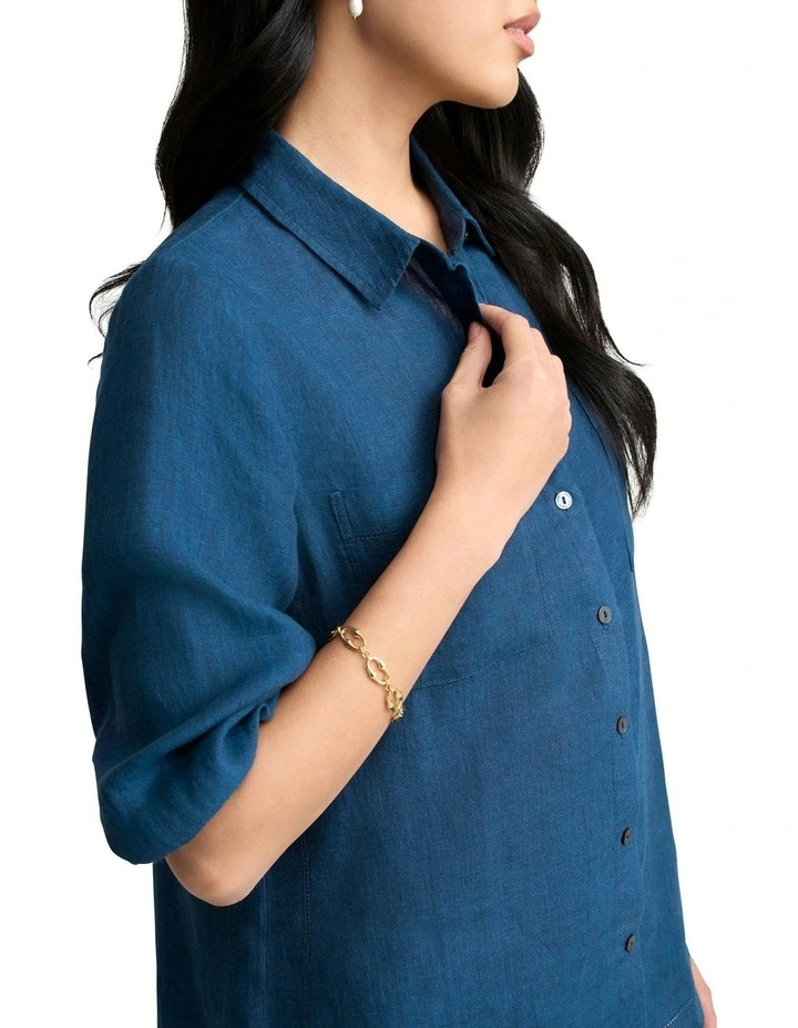 Essential Linen Shirt in Navy Delave image 3