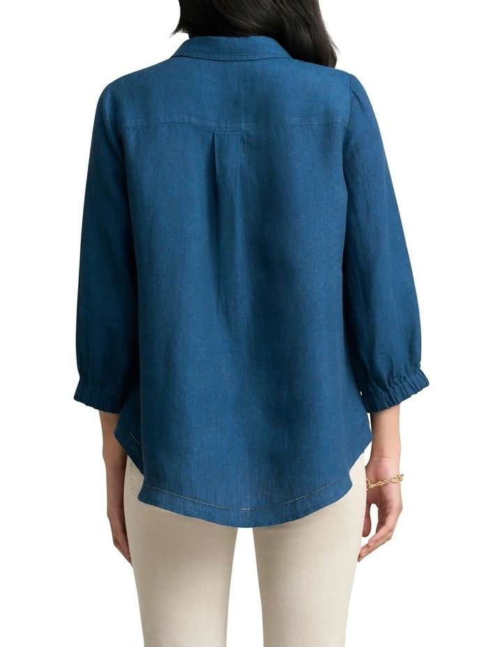 Essential Linen Shirt in Navy Delave image 4