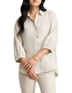 Essential Linen Shirt in Natural Cross Dye
