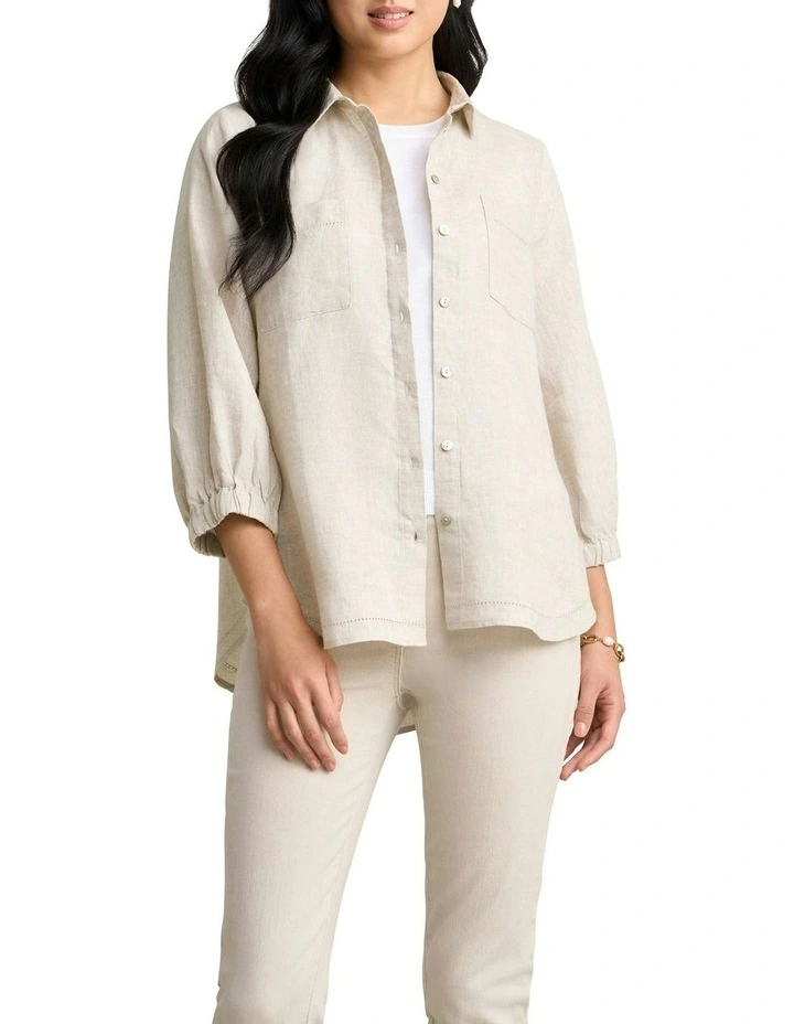 Essential Linen Shirt in Natural Cross Dye image 2