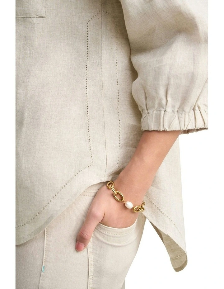 Essential Linen Shirt in Natural Cross Dye image 3