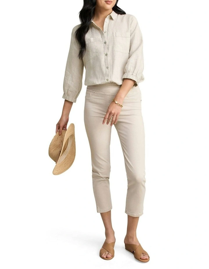 Essential Linen Shirt in Natural Cross Dye image 4