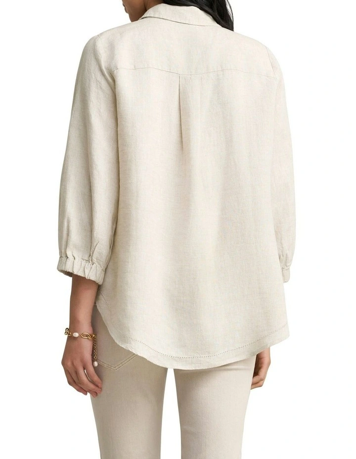Essential Linen Shirt in Natural Cross Dye image 5