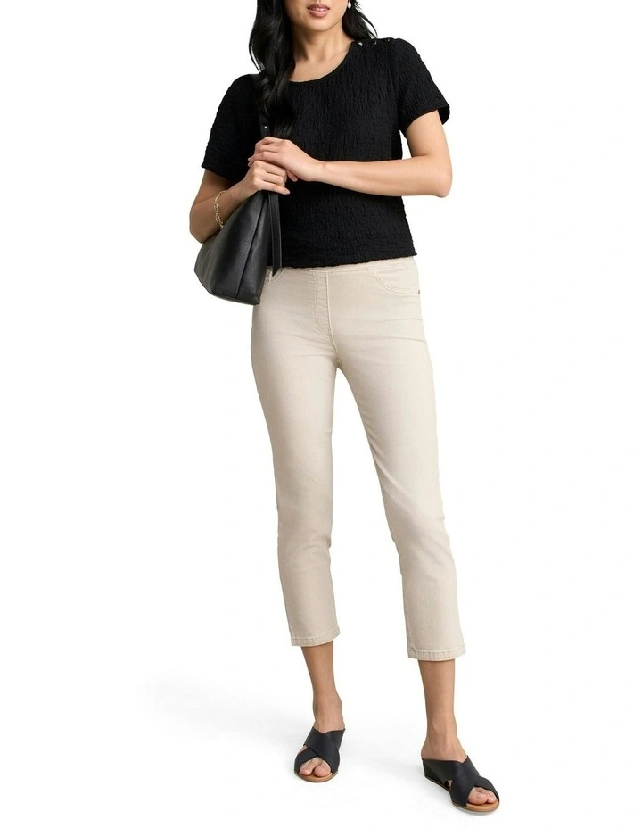 Crinkle Cotton T-shirt in Black image 2