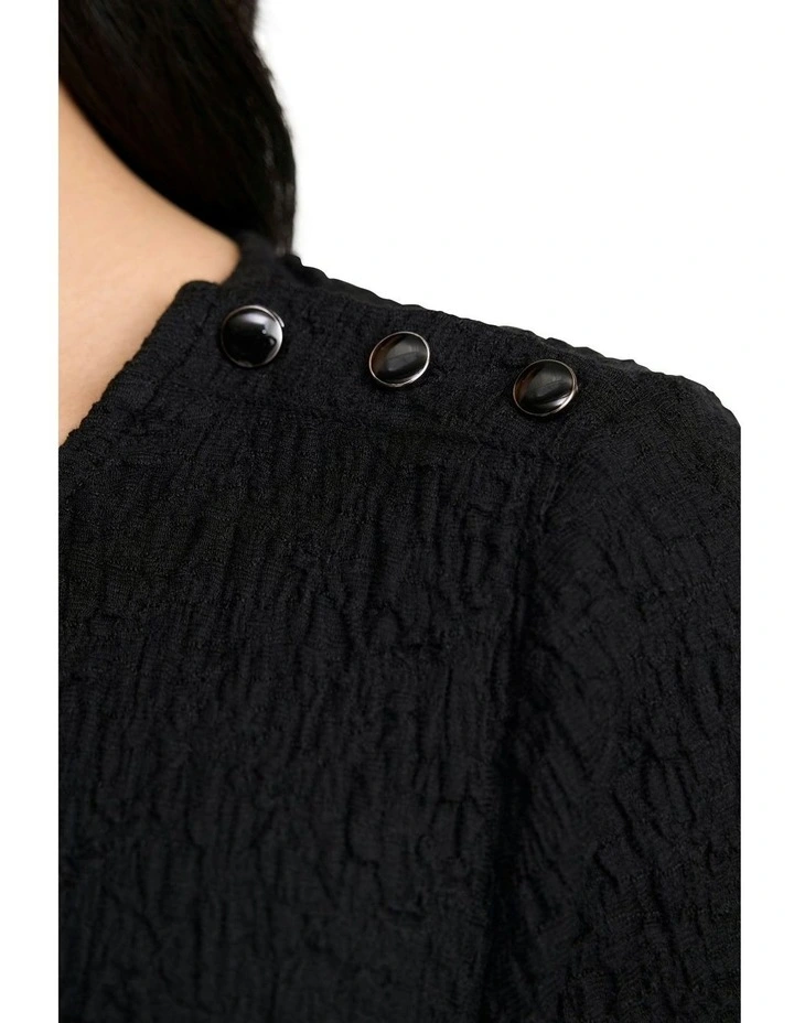 Crinkle Cotton T-shirt in Black image 3