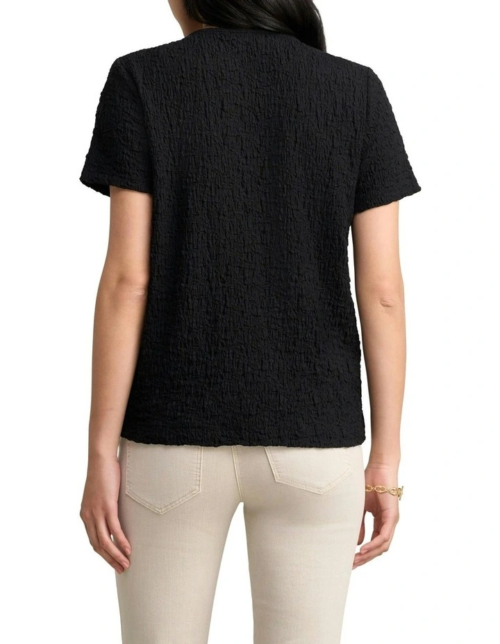 Crinkle Cotton T-shirt in Black image 4