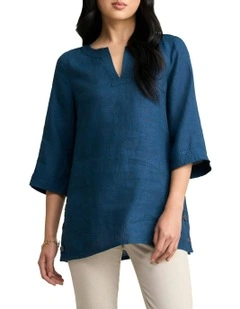 Linen Tunic in Navy Delave