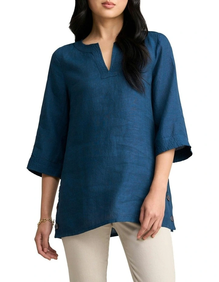 Linen Tunic in Navy Delave image 1