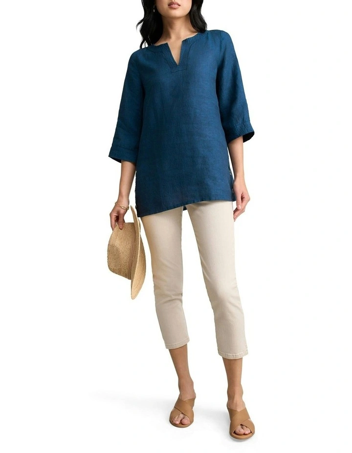 Linen Tunic in Navy Delave image 2