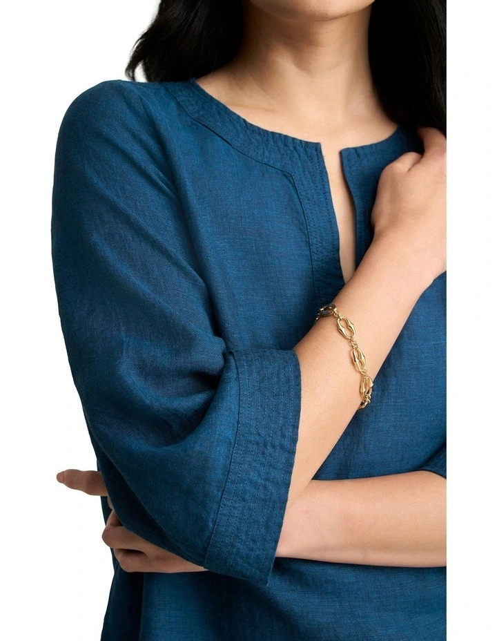 Linen Tunic in Navy Delave image 3