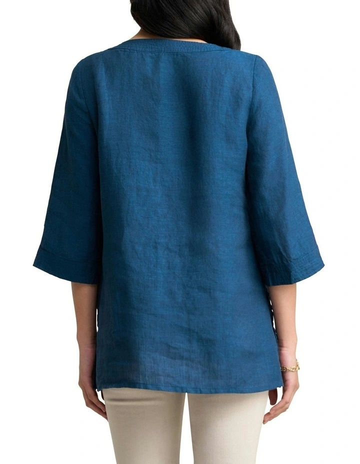 Linen Tunic in Navy Delave image 4