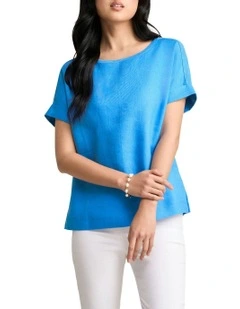 Linen Mix Top in Regata